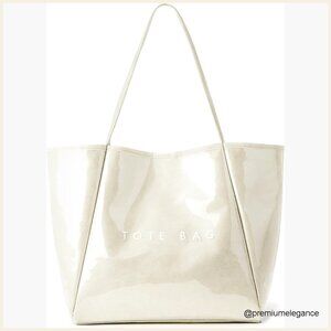 Large PVC Tote Bag 23L Capacity Foldable Travel Purse Magnetic Closure